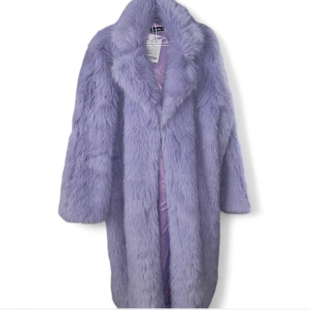 Kawaii Pastel Lavender Lilac Purple Faux Fur Maxi Coat Cutegoth Glamour 4XL